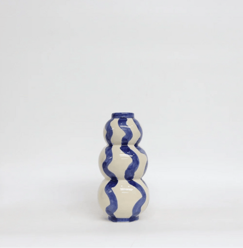 Vaas - Aardewerk - lines blauw - Bloom of life