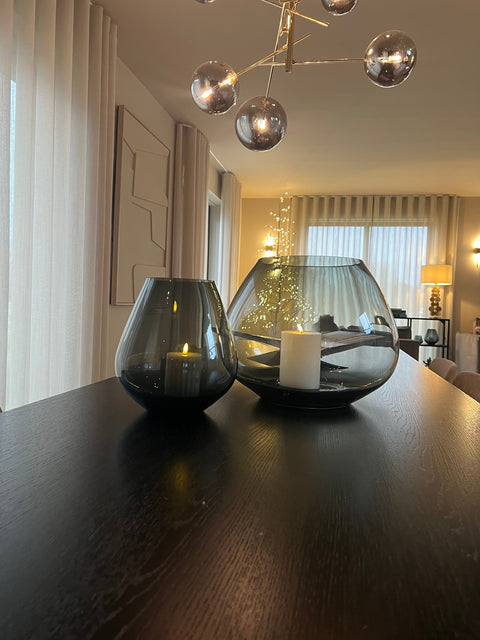 Windlicht/ vaas bruin M - Bloom of life