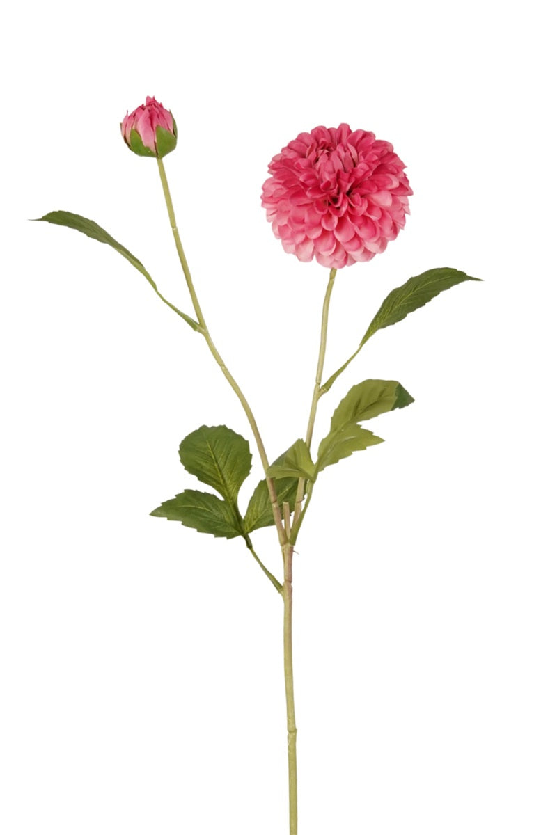 Zijden pompondahlia met knop roze – 72 cm - Bloom of Life