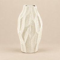 Aardewerk vaas Leaf beige
