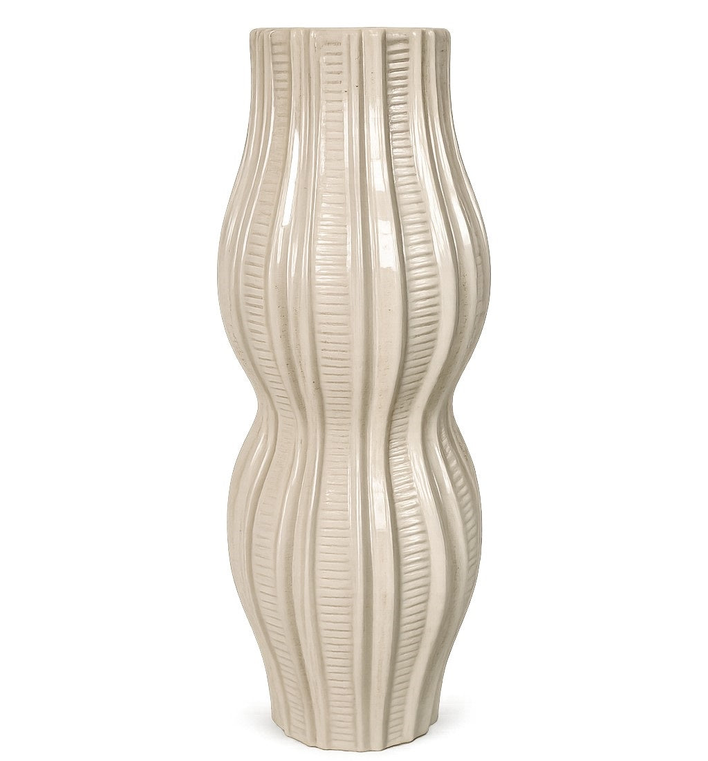 Keramieken vaas Olea met verticaal reliëf, 44 cm